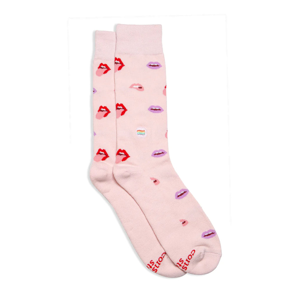 Conscious Step Organic Cotton Socks that Save LGBTQ Lives The Trevor Project - Pink Lips