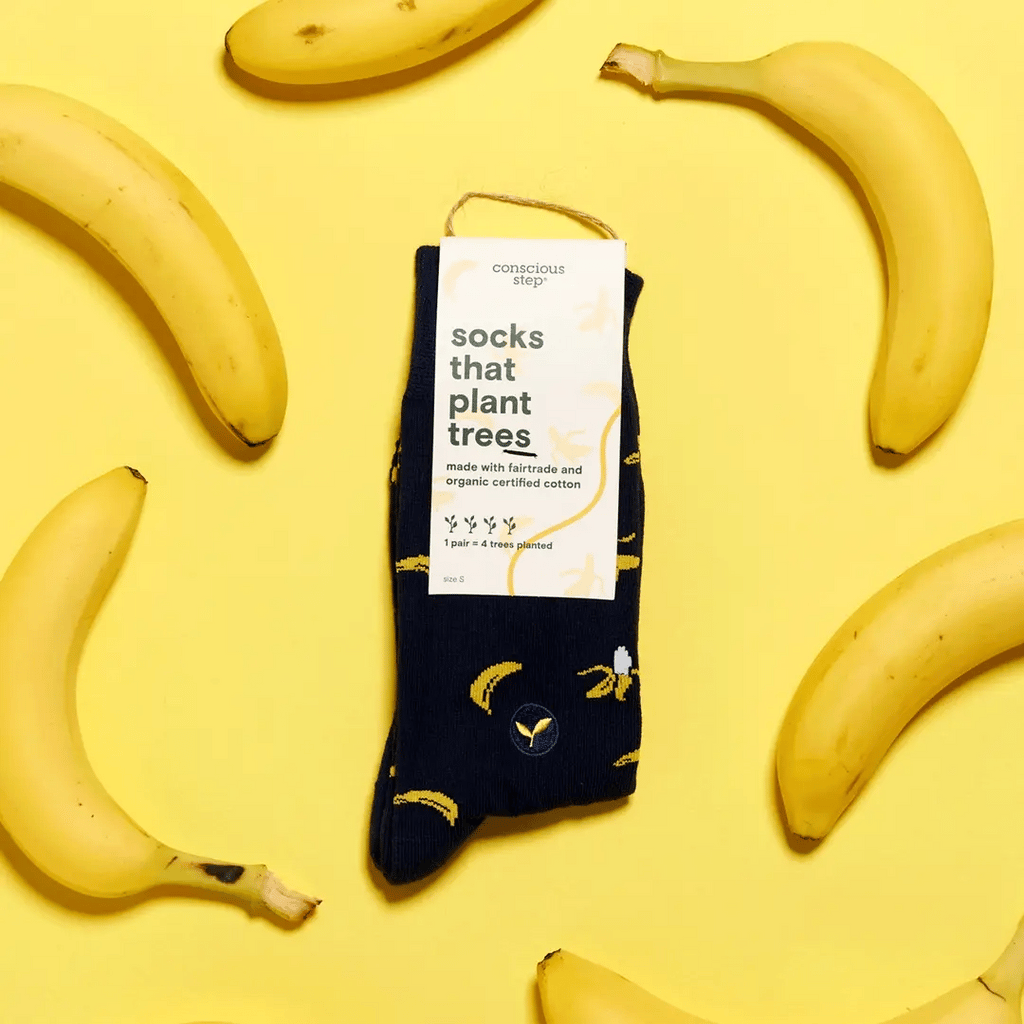 Conscious Step Organic Cotton Socks that Plant Trees Trees for the Future - Navy Bananas