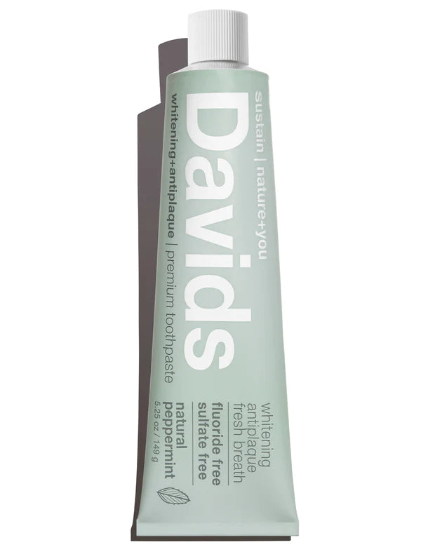 David's Toothpaste Premium Toothpaste - Natural + Plastic Free + Fluoride Free - Peppermint