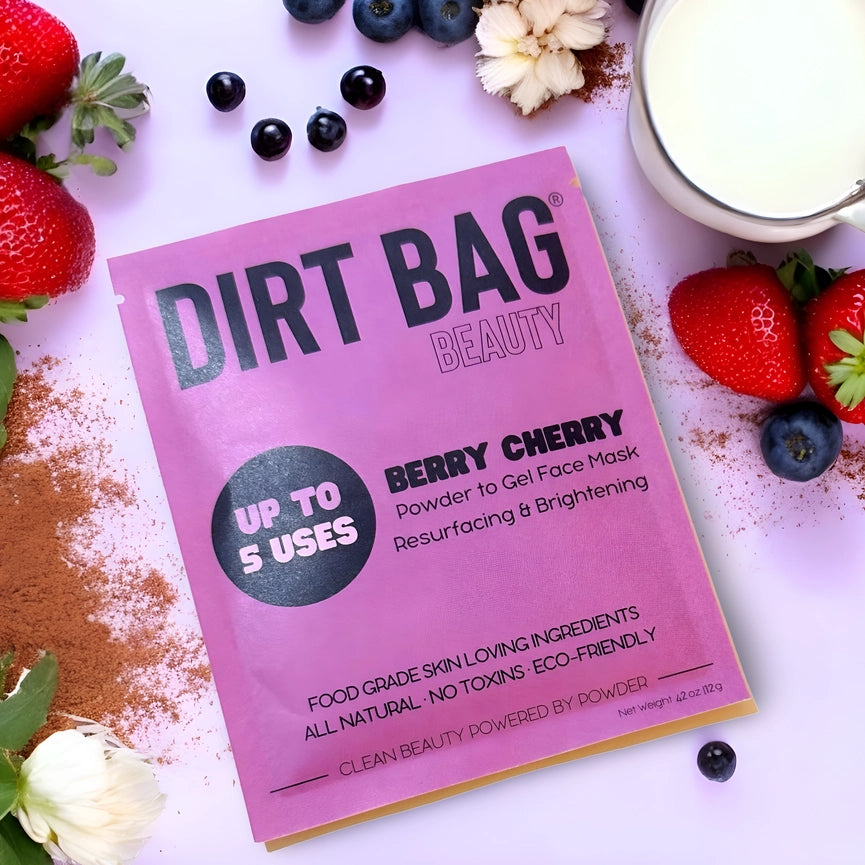 Dirt Bag Beauty Berry Cherry Powder to Gel Skin Brightening Face Mask