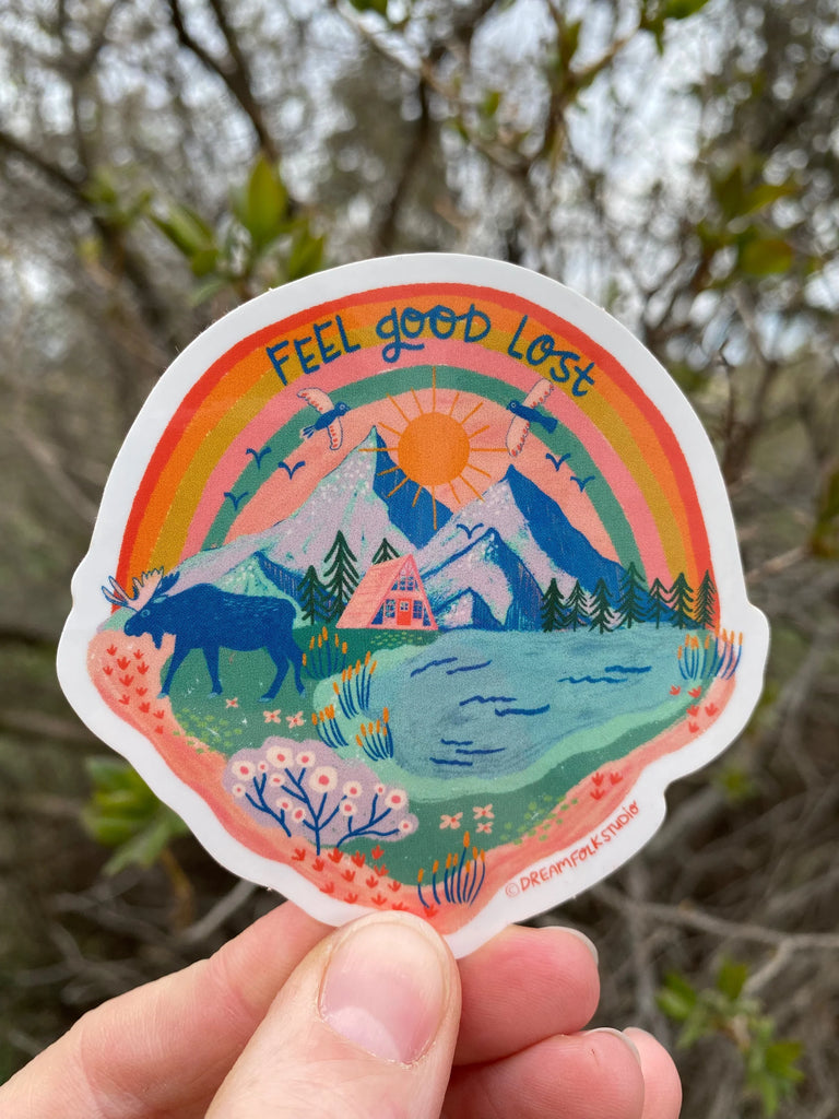 Dream Folk Studio Feel Good Lost Vinyl Sticker - Local South Dakota Artist Emilie Jenks