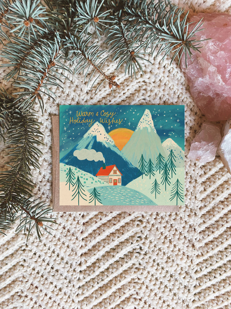 Dream Folk Studio Warm + Cozy Holiday Greeting Card - Local South Dakota Artist
