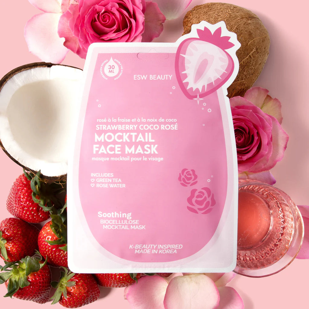 ESW Beauty Eco Friendly Mocktail Biocellulose Revitalizing Face Sheet Mask - Strawberry Coco Rose