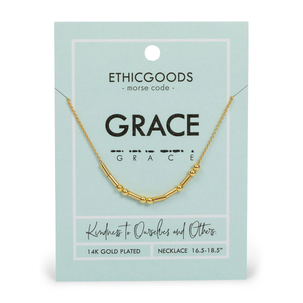 EthicGoods Classic Gold Morse Code Beaded Necklace - Grace
