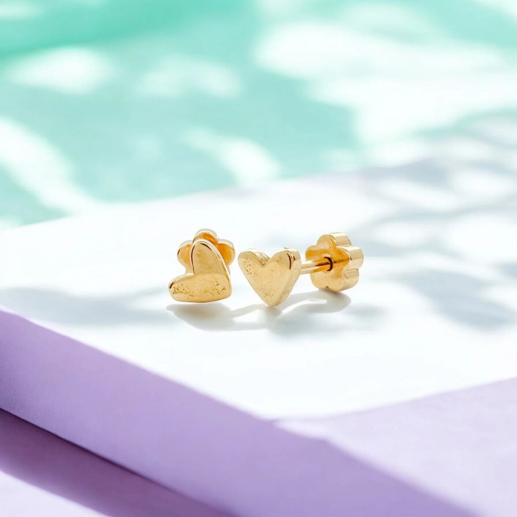 EthicGoods Kids Tiny Stud Earrings - Tiny Gold Hearts