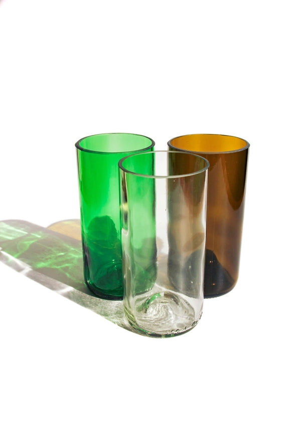 Ethical Global Handcrafted Upcycled 16oz Plain Drinking Glass Set of 2 