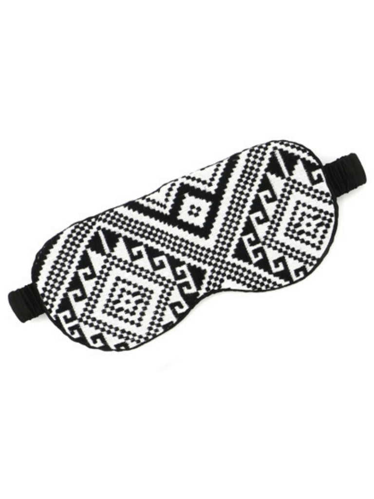 Fair Anita Satin Sleep Mask in Woven White & Black Pattern