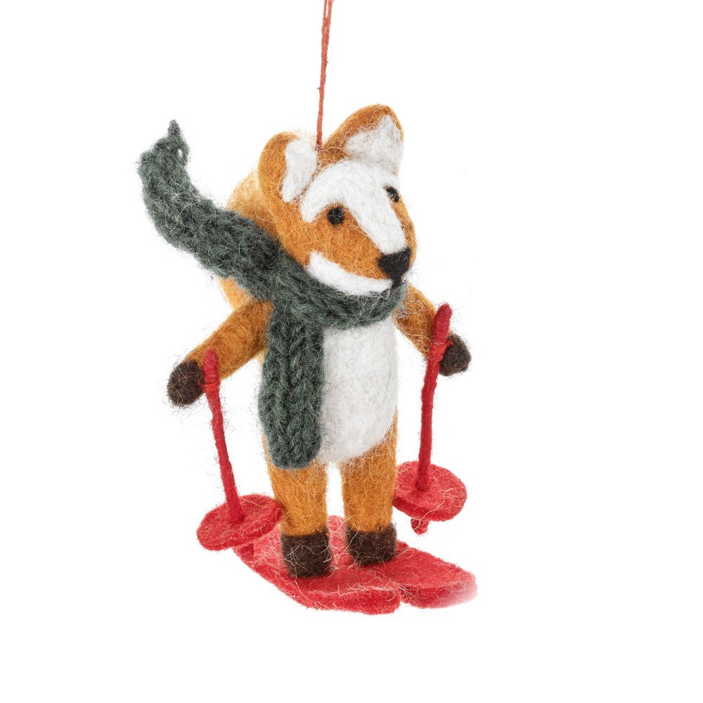 Felt So Good Felix the Skiing Fox Handmade Felted Ornament