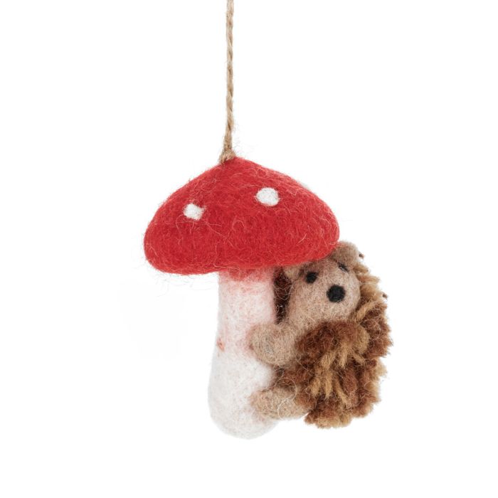 Felt So Good Hedgehog and Toadstool Felted Ornament