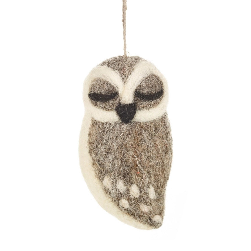 Felt So Good Grey Owl Felted Ornament