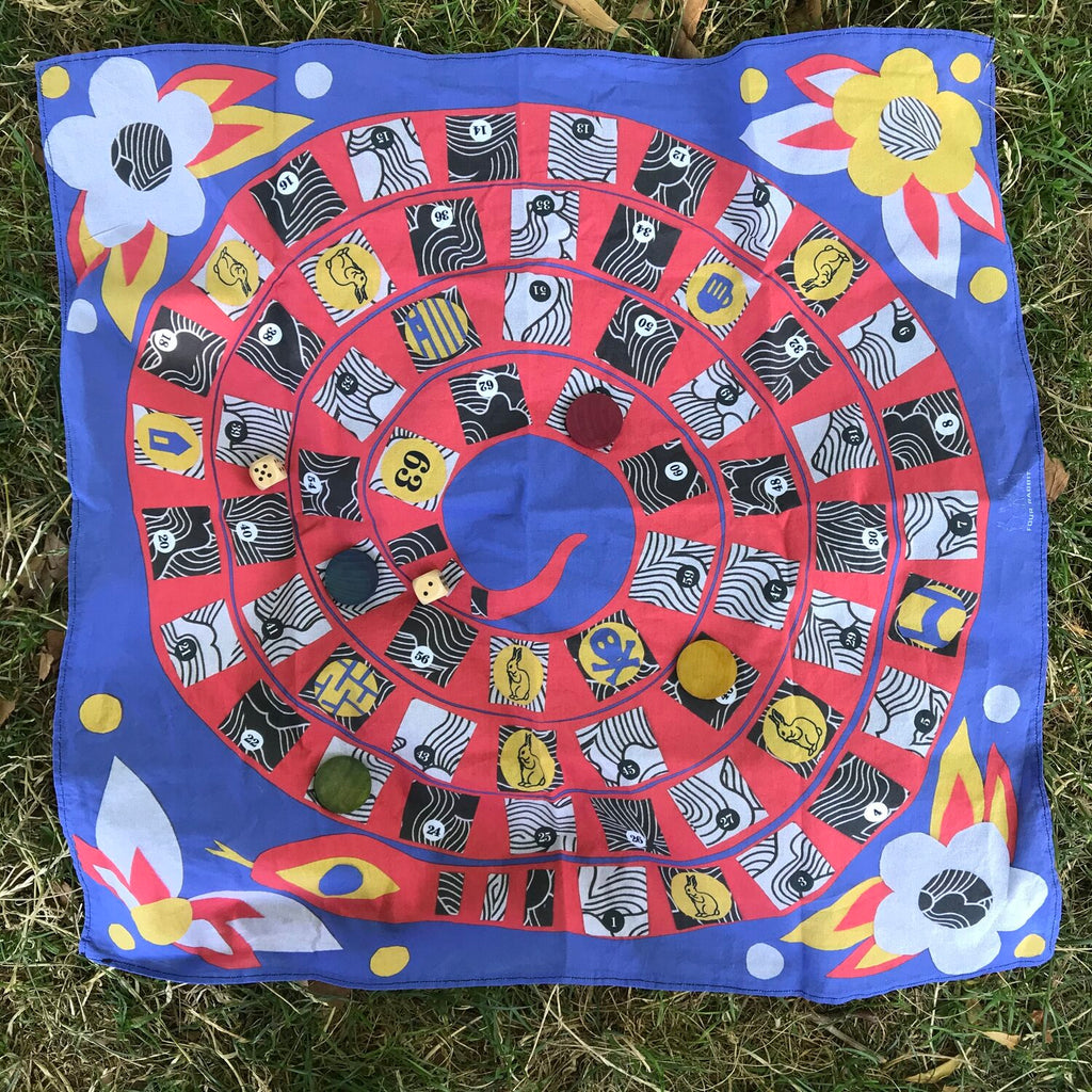 Four Rabbit Jack Rabbit Adventure Cotton Board Game Bandana