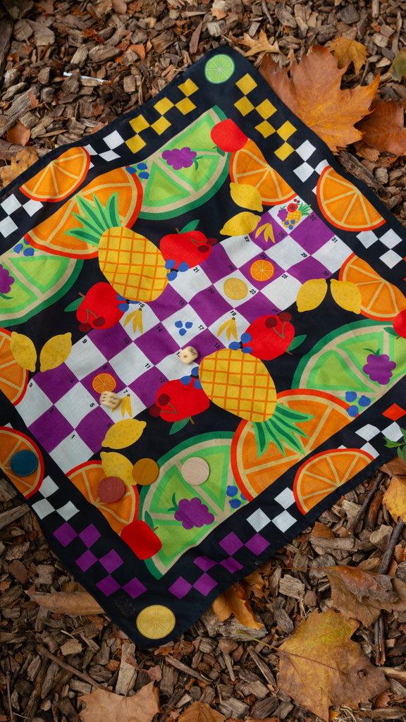 Four Rabbit Fruit Salad Cotton Board Game Bandana