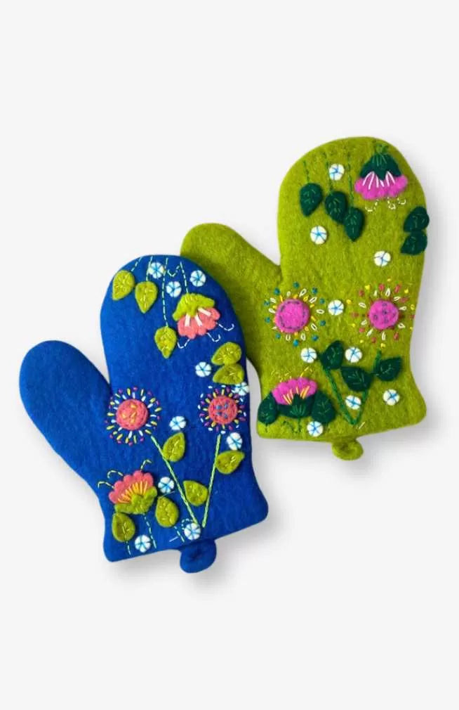 Ganesh Himal Trading Hand Felted Embroidered Oven Mitt