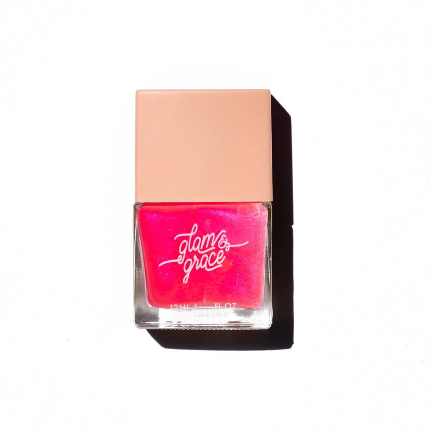 Glam & Grace Vegan, Cruelty-Free 10-Free Nail Polish - Neon Pink OMW2Slay
