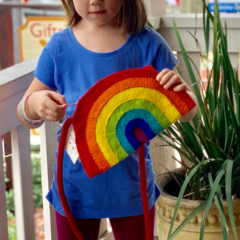 Global Crafts Hand Felted Rainbow Shoulder Bag