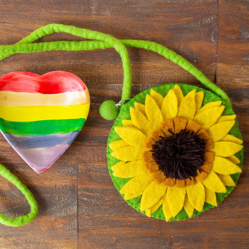 Global Crafts Hand Felted Sunflower Shoulder Bag