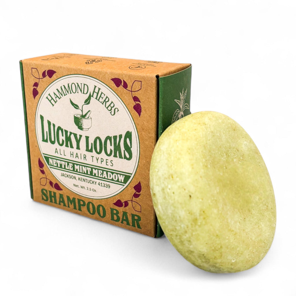 Hammond Herbs Lucky Locks Nettle Mint Meadow Natural Zero Waste Shampoo Bar
