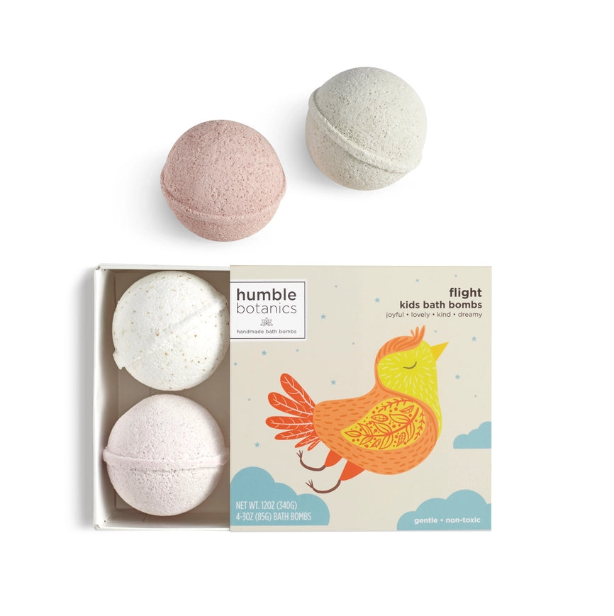 Humble Organics Handcrafted Kid-Friendly Bath Bomb Flight Set of 4 Bath Bombs