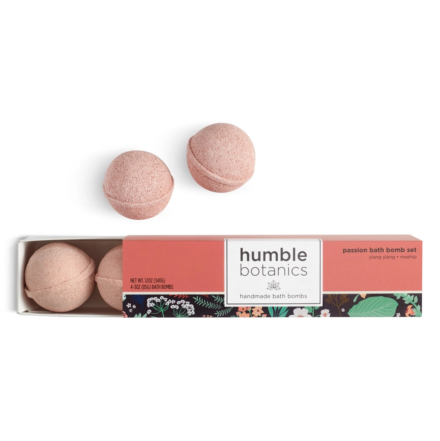 Humble Organics Handcrafted Passion Bath Bomb Set of 4 Bath Bombs