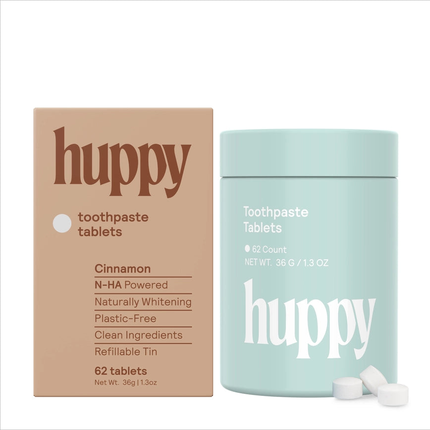 Huppy Zero Waste Cinnamon Toothpaste Tablets - Natural + Plastic Free + Fluoride Free