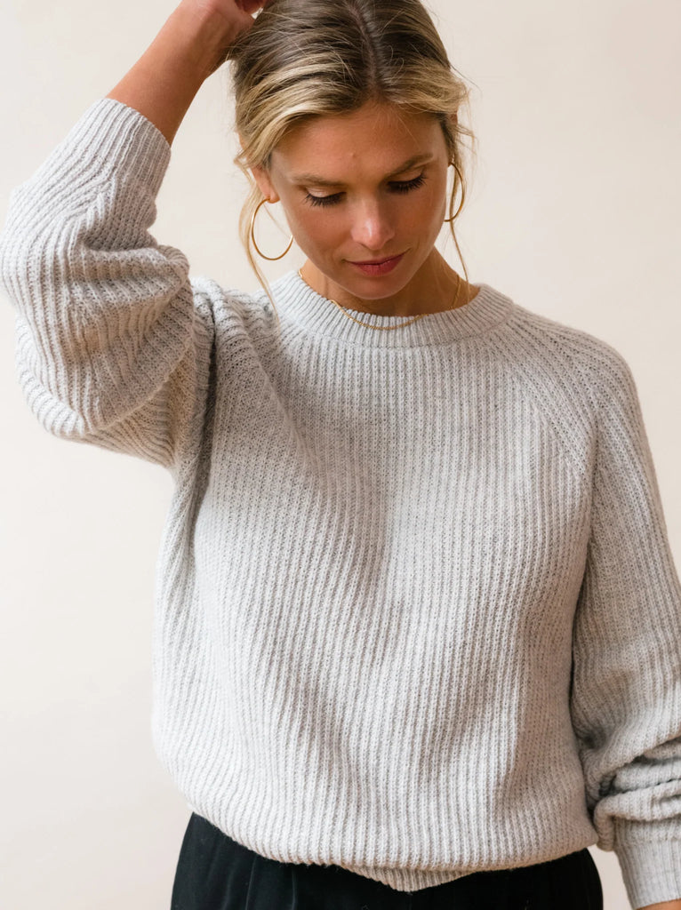 ABLE Rowan Rib Crew Sweater - Heather Grey