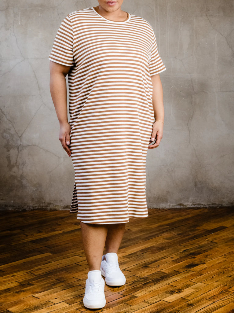 ABLE Maria Boxy Dress - Pecan Stripe