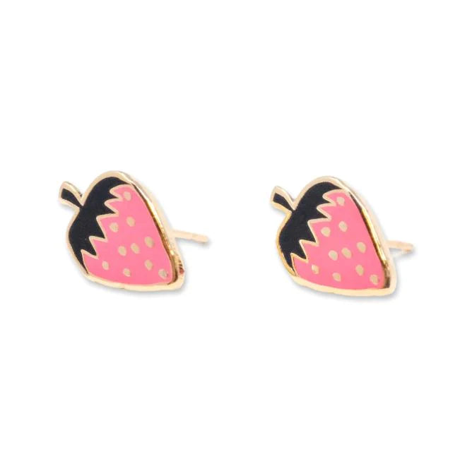Jenny Lemons Pink Strawberry Enamel Earrings
