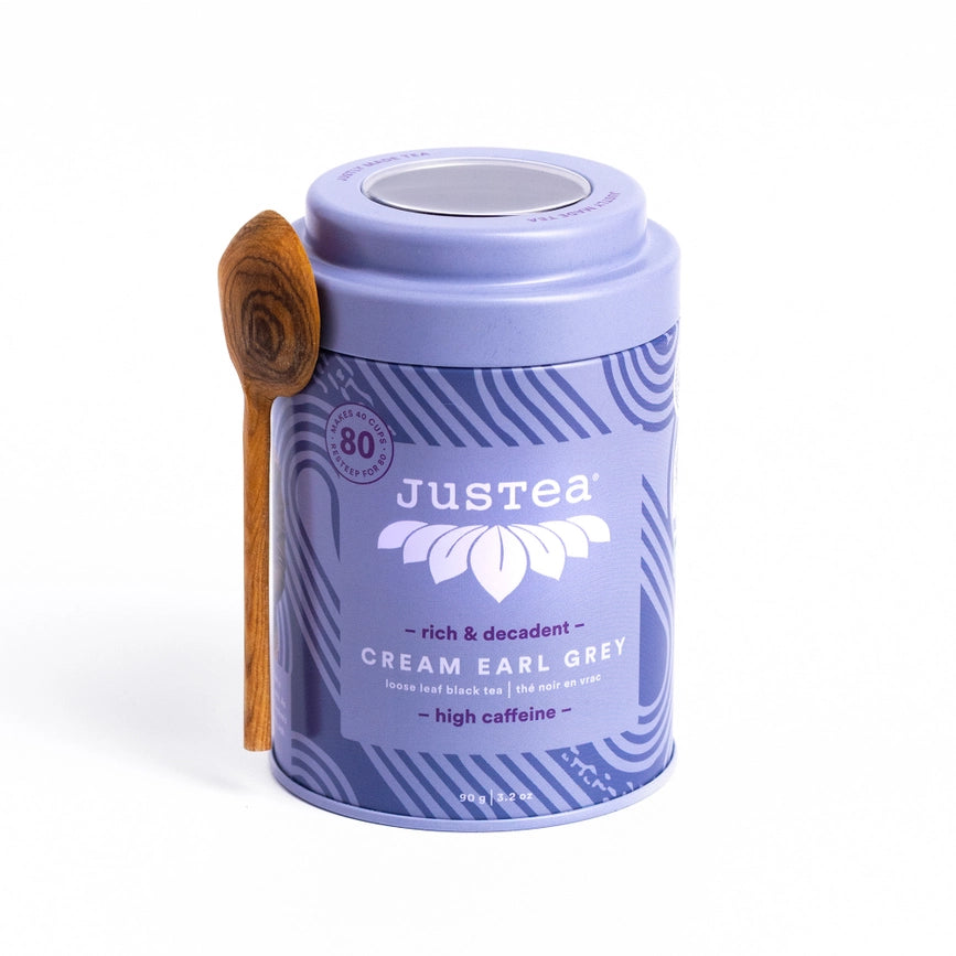 JusTea Cream Earl Grey Loose Tea Tin with Spoon