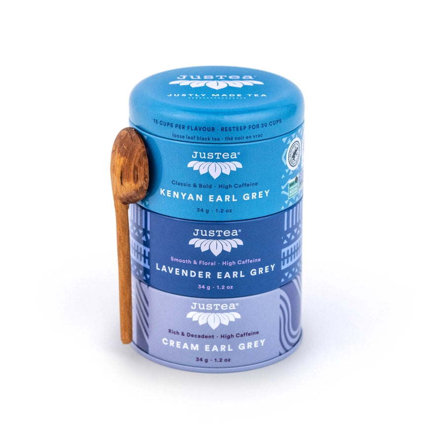 JusTea Earl Grey TRIO Loose Tea Tin with Spoon