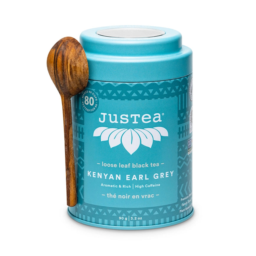 JusTea Kenyan Earl Grey Loose Tea Tin with Spoon