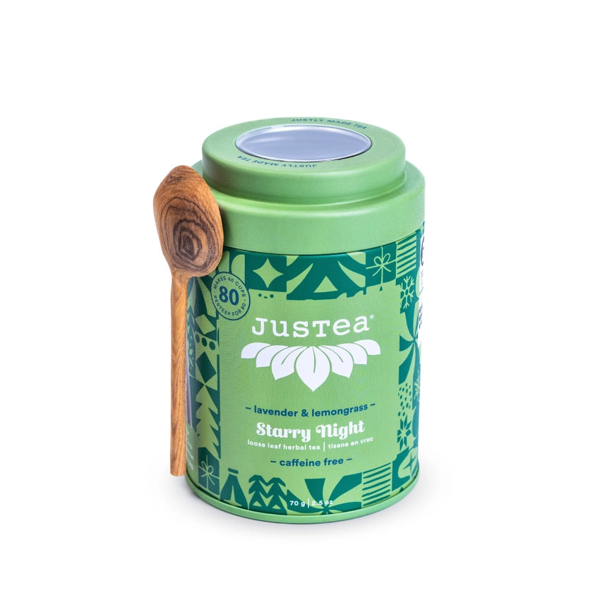 JusTea SEASONAL Caffeine-Free Starry Night Loose Tea Tin with Spoon