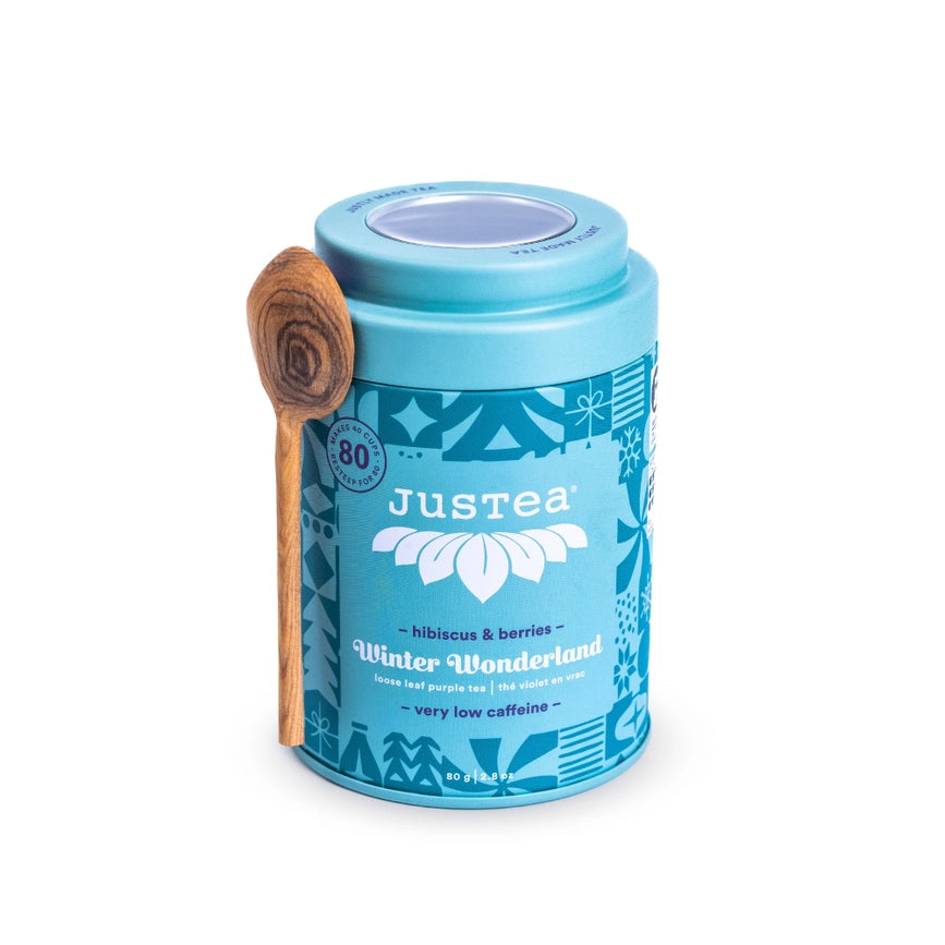 JusTea SEASONAL Winter Wonderland Loose Tea Tin with Spoon