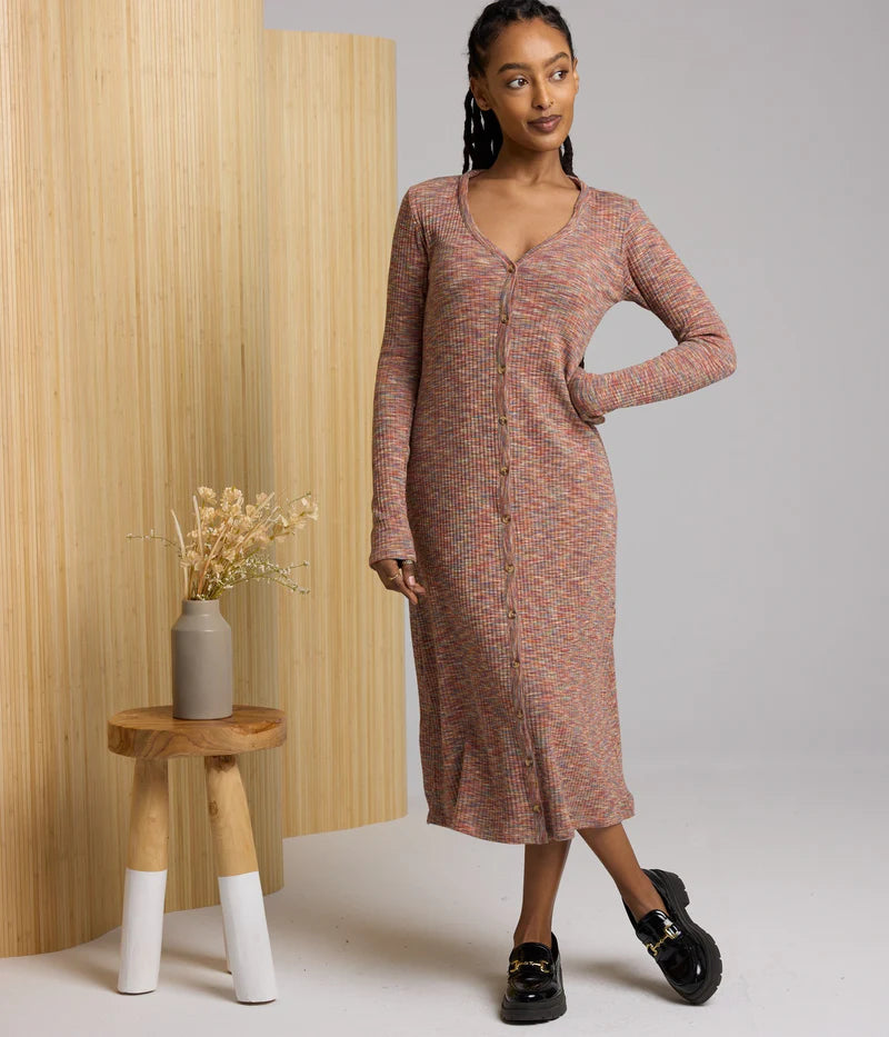 Known Supply 100% GOTS Organic Cotton Lorelei Dress in Multi Tawny