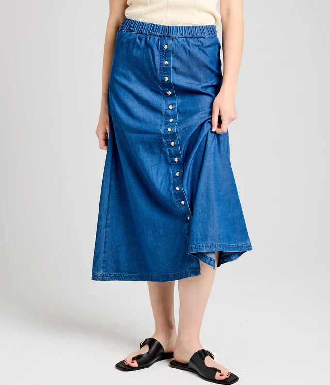 Known Supply 100% Tencel Willow Skirt in Chambray