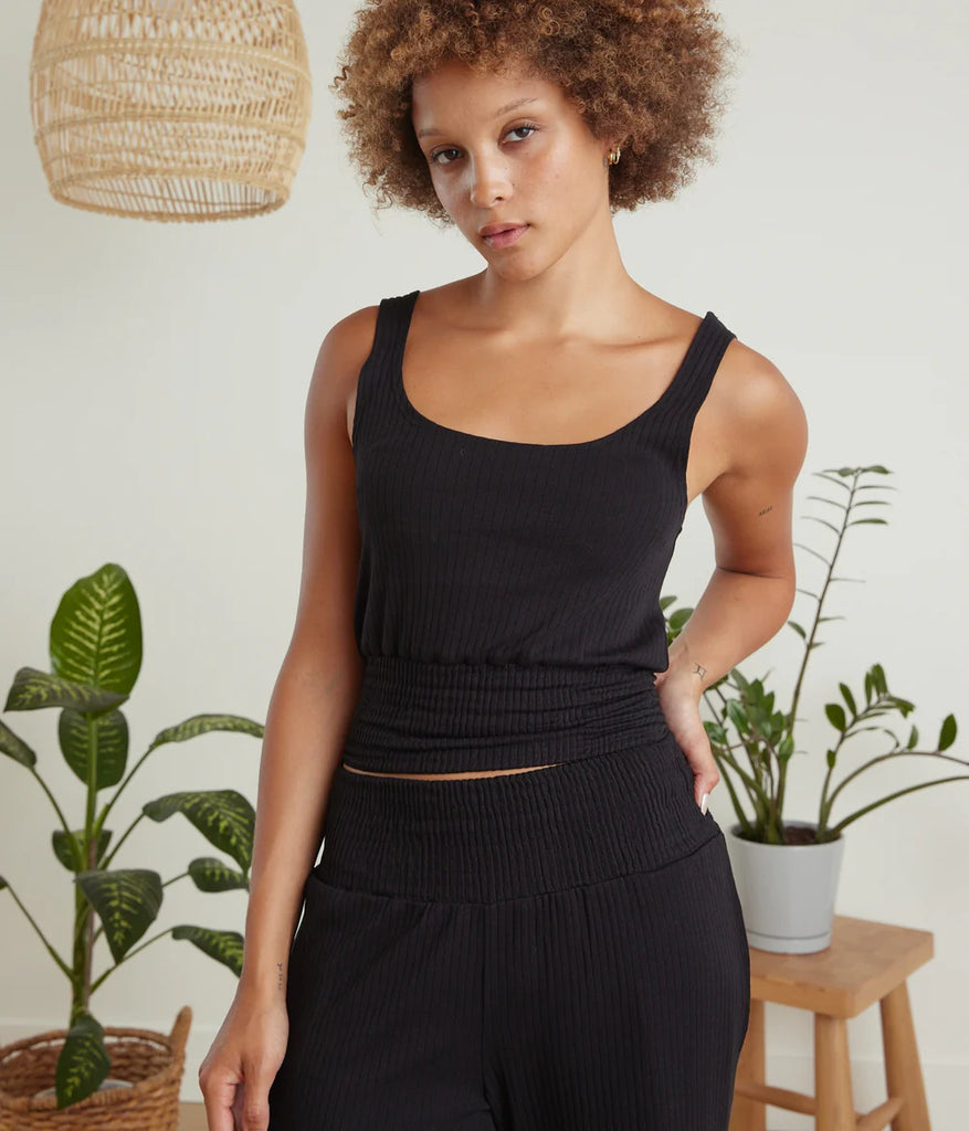Known Supply Certified Organic Cotton Blend Ridge Tank Top in Black