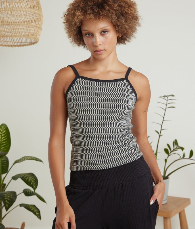 Known Supply Effie Tank Top in Black Jacquard