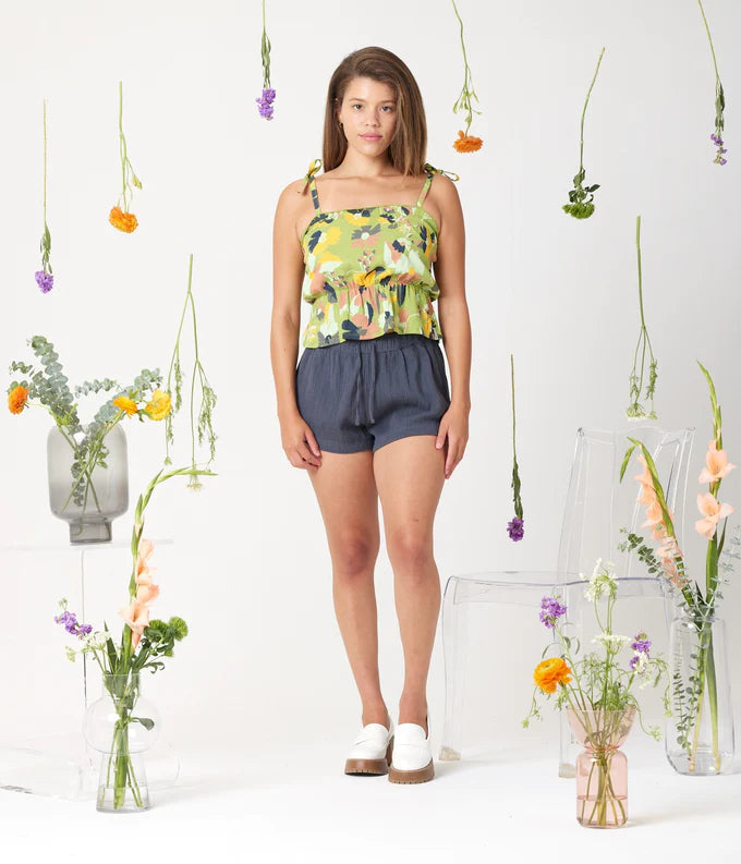 Known Supply Fair Trade Certified Organic Cotton Allegra Tank Top in Martini Olive Floral