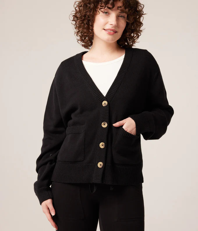 Known Supply GOTS Certified Cotton Mars Cardigan Sweater in Black