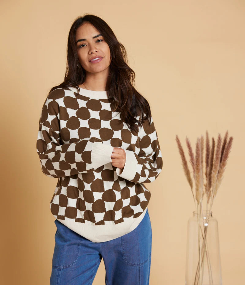 Known Supply GOTS Certified Organic Cotton Felix Sweater in Taupe & Teak