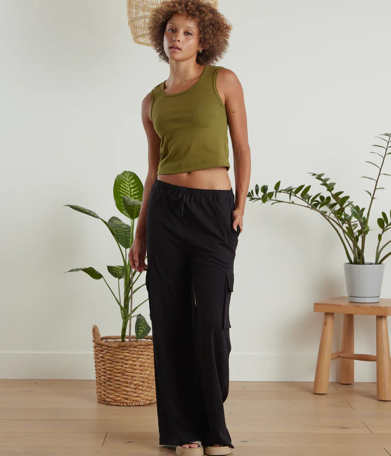 Known Supply Organic Cotton Slub Camino Casual Pant in Black