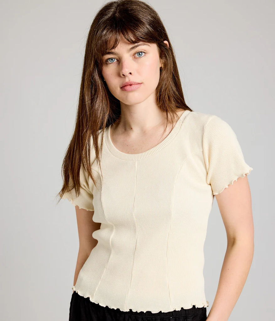 Known Supply Organic Cotton Spandex Rib Cricket Top in Stone