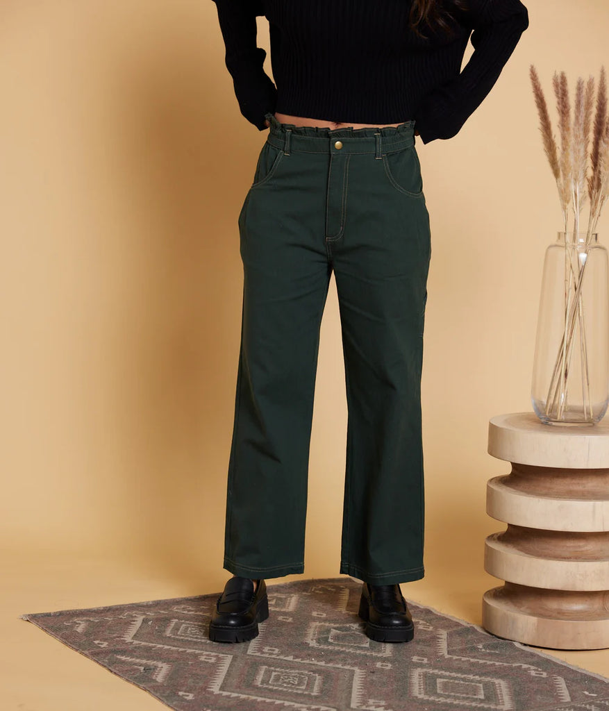 Known Supply Organic Cotton Twill Sailor Pant in Deep Forest