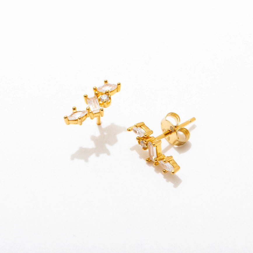 Larissa Loden Jewelry Gold Cluster Zircon Diamond Stud Earrings