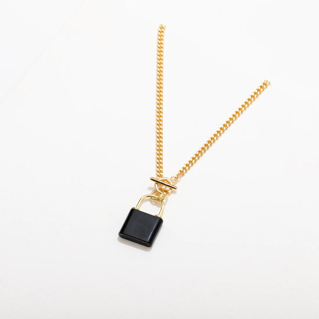 Larissa Loden Jewelry Gold Keys Necklace in Onyx