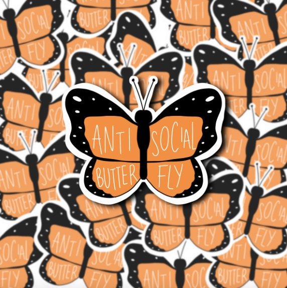 Local Introvert Vinyl Sticker - Anti Social Butterfly