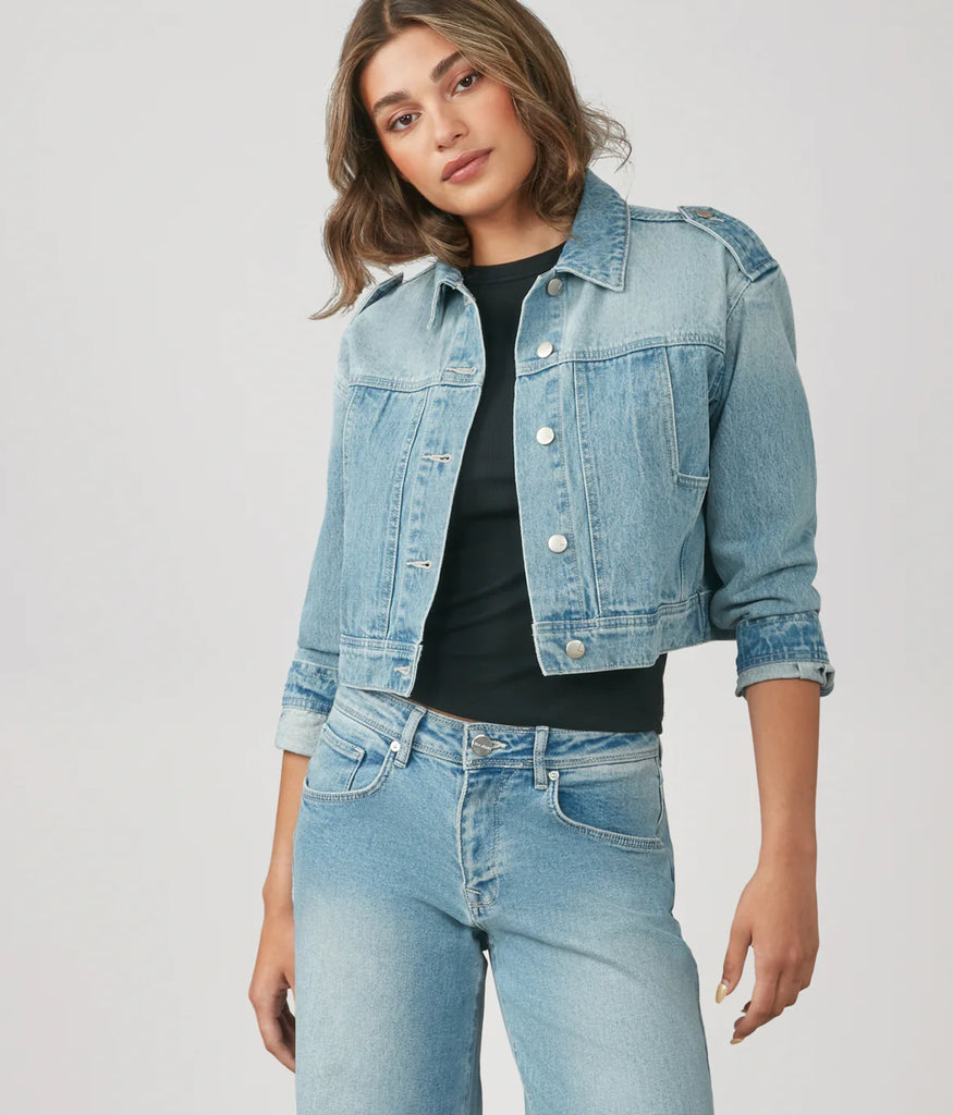 Lola Jeans 100% Cotton Cielo Cropped Denim Jacket in Cloud