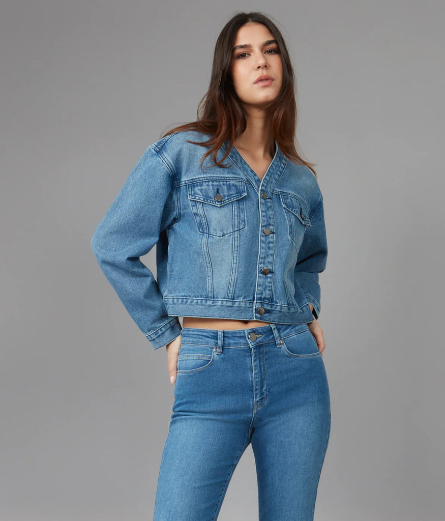 Lola Jeans Aurora Cropped Denim Jacket - Morning Day LIght