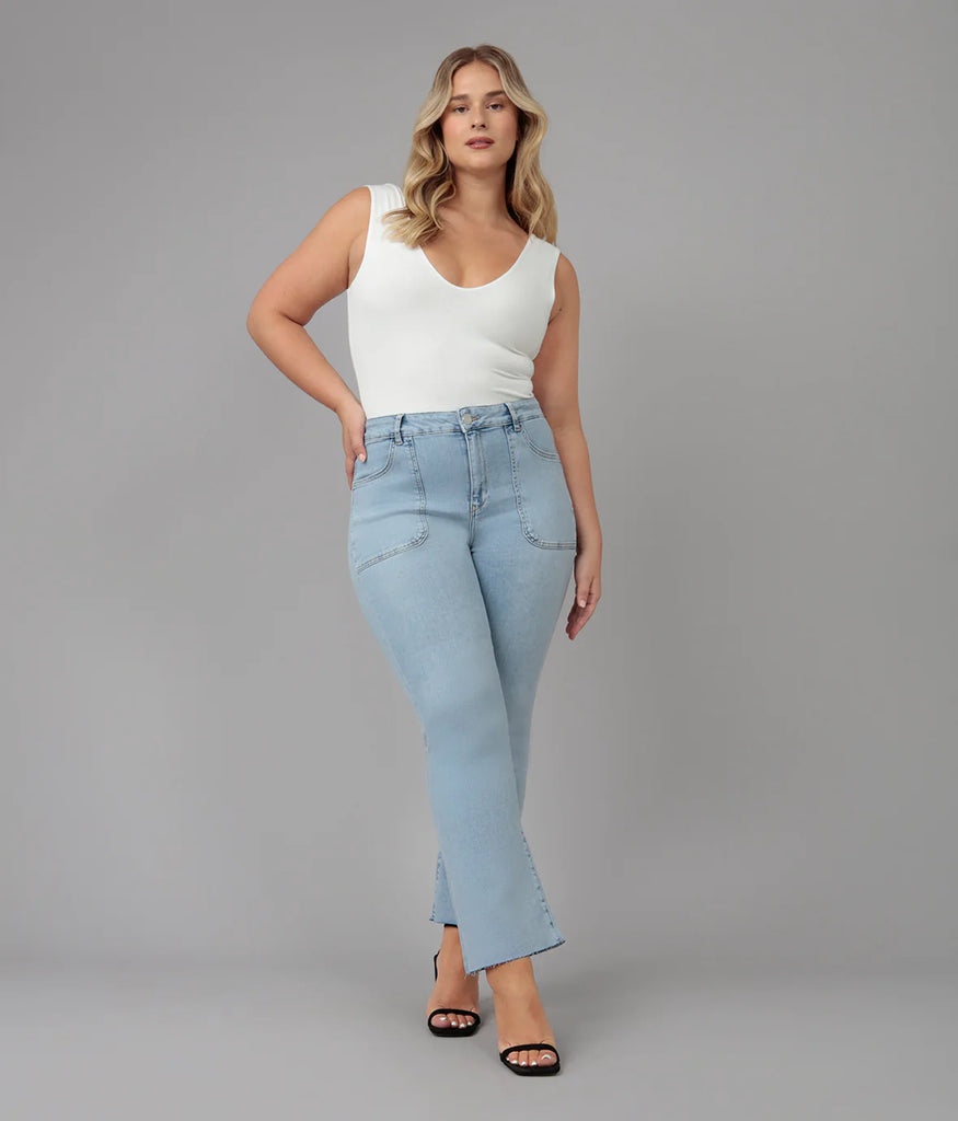 Lola Jeans Billie High Rise Denim Bootcut Jeans in True Denim
