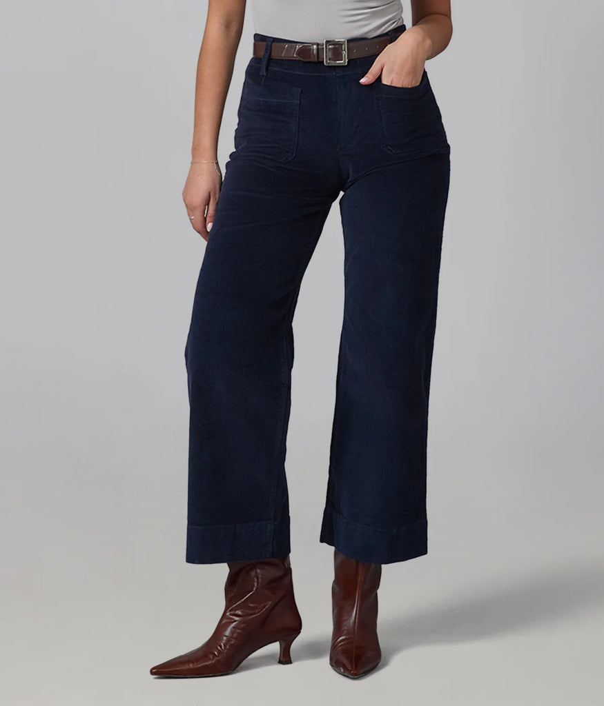 Lola Jeans Colette High Rise Wide Leg Cotton Corduroy in Future Dusk