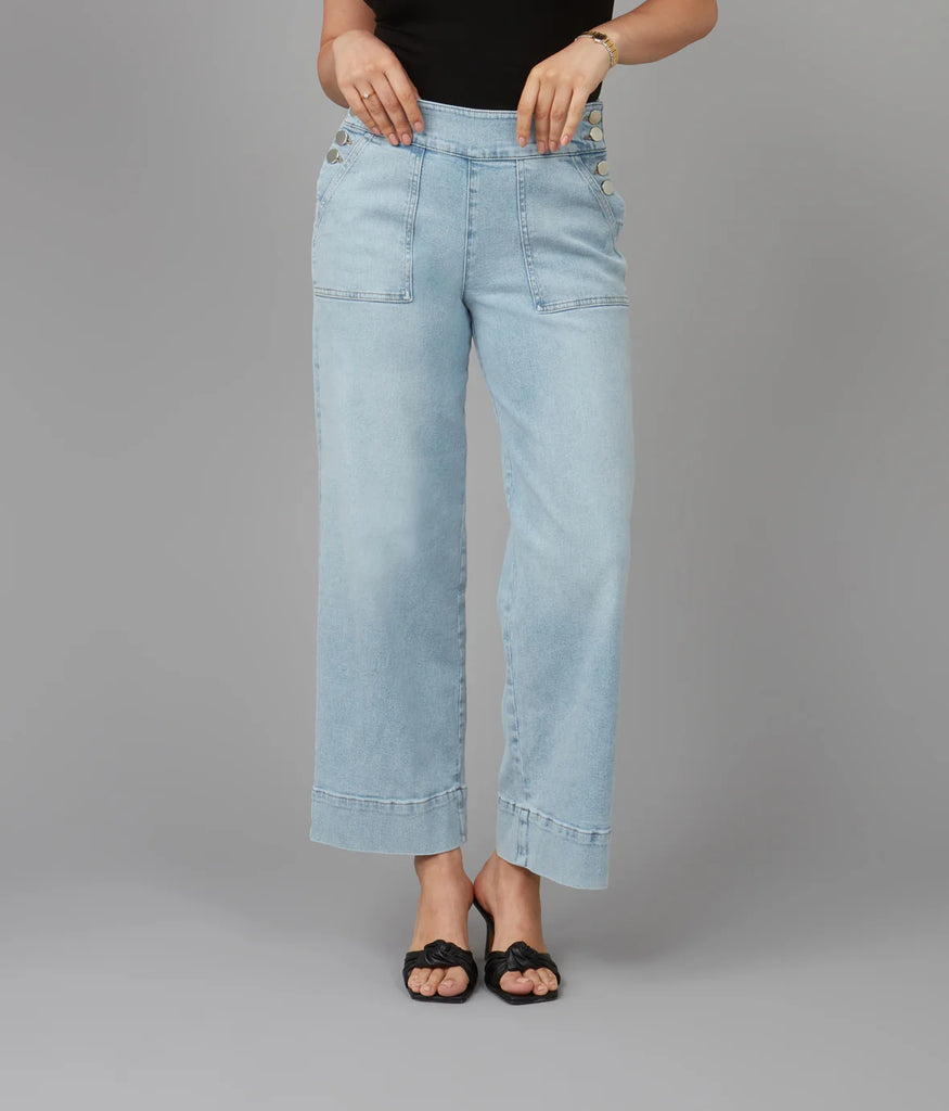 Lola Jeans Colette High Rise Wide Leg Denim Jean - Cool Mist